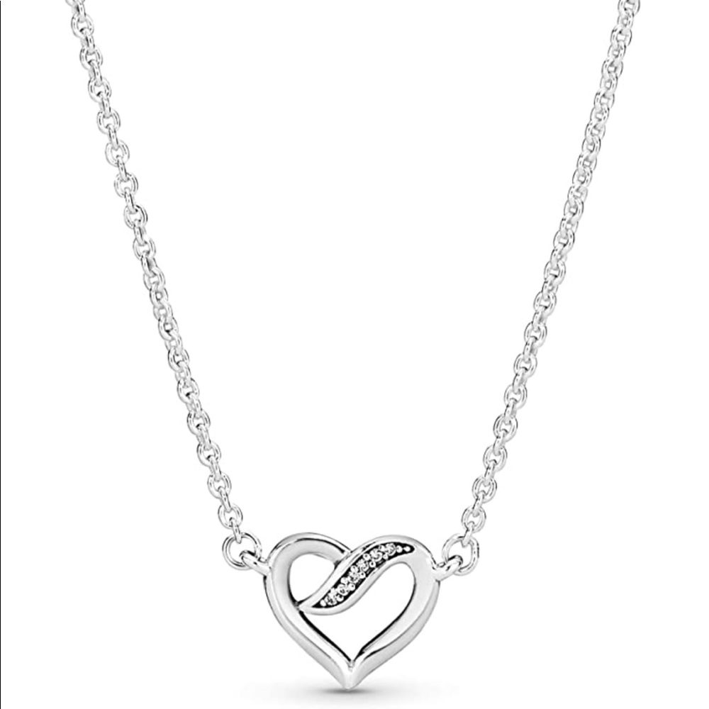 Pandora Ribbon Open Heart Necklace